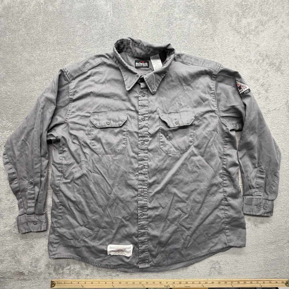 Bulwark Shirt Mens 3XL Gray Flame Resistant FR Long Sleeve Button Front Workwear